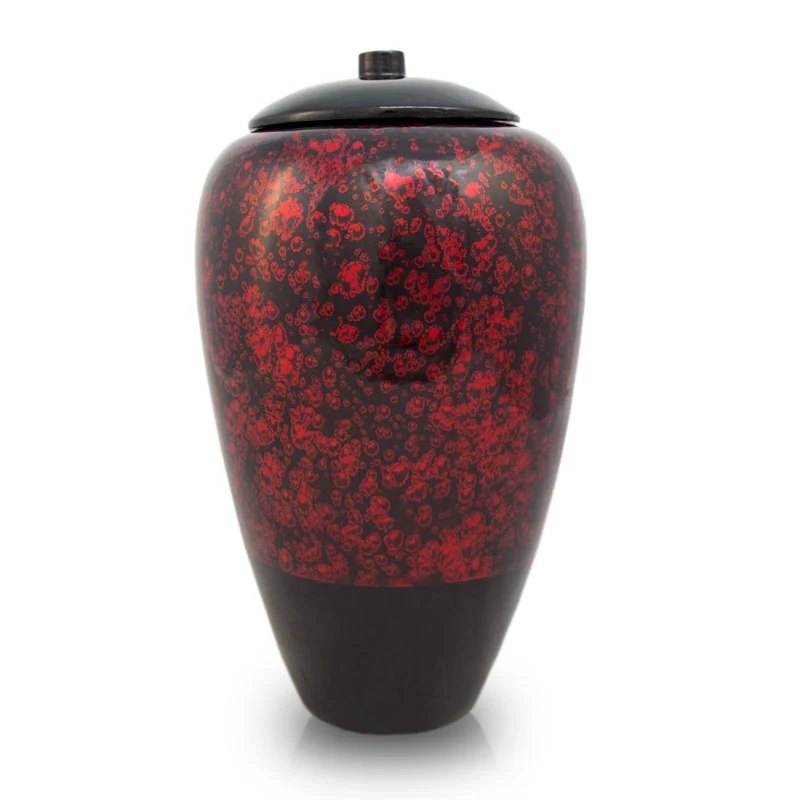 Bamboo biodegradable cremation urn, red