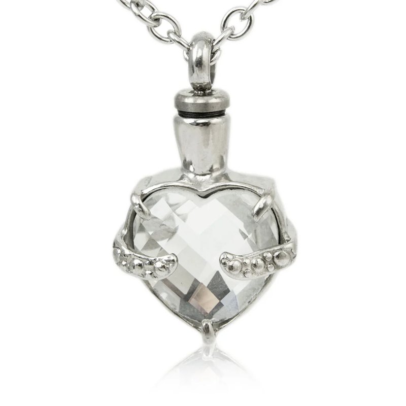Heart cremation necklace, sterling silver